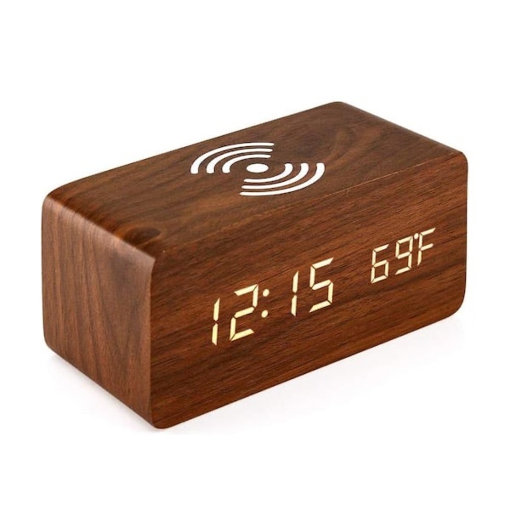 Wooden Digital Alarm Clock with LED Display